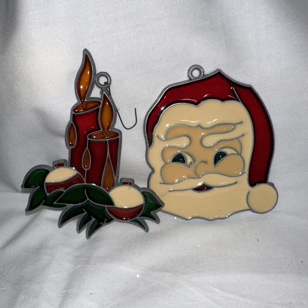 Santa And‎ Candle Suncatcher Ornaments